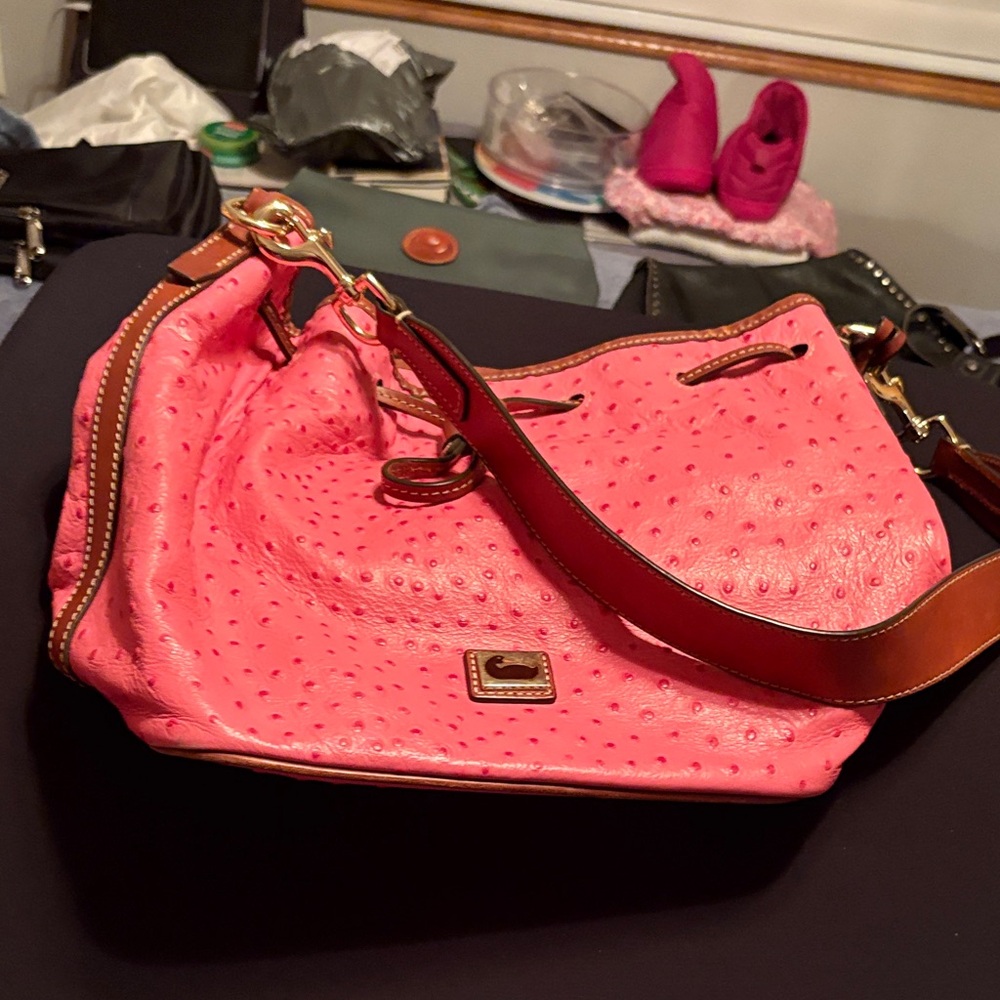 Dooney & Bourke Vibrant Pink Ostrich Shoulder Bag